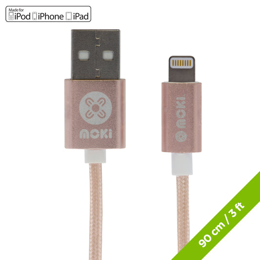 Braided Lightning SynCharge Cable 90cm Rose Gold